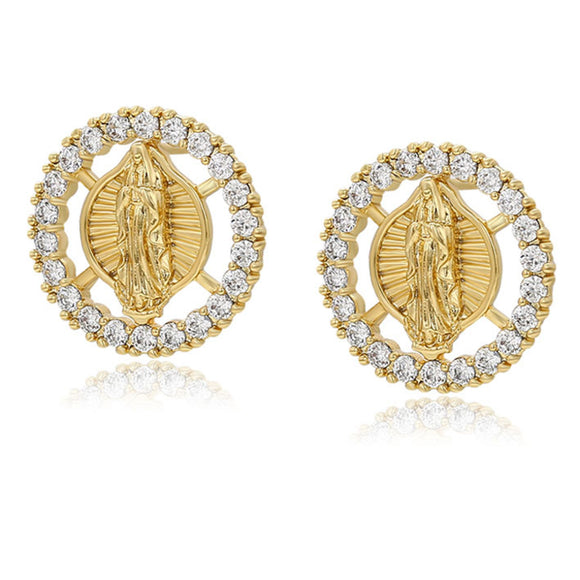 Earrings - 18K Gold Plated. Our Lady of Guadalupe - Stud *Premium Q*