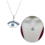 Necklaces - 925 Sterling Silver. CZ Blue Eye - Ojo Turco Pendant & Chain.