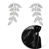 CLOSEOUT* Earrings - Rhodium Plated. Elegant Leaf Earrings. *Premium Q*