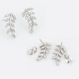 CLOSEOUT* Earrings - Rhodium Plated. Elegant Leaf Earrings. *Premium Q*