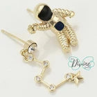 Earrings - 14K Gold Plated. Astronaut - Constellation *Premium Q*