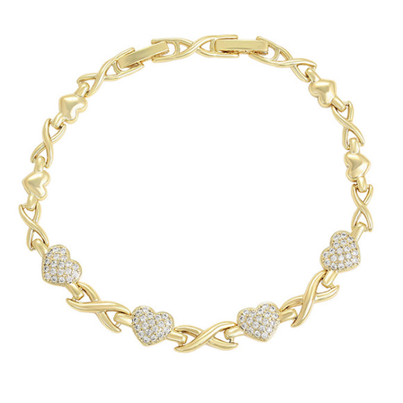 Bracelets - 14K Gold Plated. Hearts - Infinity symbol Links Chain. *Premium Q*