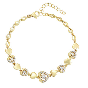 Bracelets - 14K Gold Plated. Hearts Links Chain. *Premium Q*