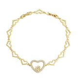 Bracelets - 14K Gold Plated. Butterfly - Heart Link Chain. *Premium Q*