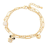 Bracelets - 14K Gold Plated. Double Chain - Bear. *Premium Q*