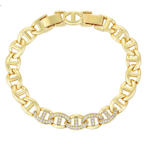 Bracelets - 14K Gold Plated. Mariner Link Chain. *Premium Q*