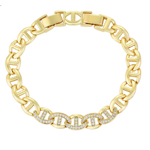 Bracelets - 14K Gold Plated. Mariner Link Chain. *Premium Q*