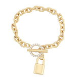 Bracelets - 14K Gold Plated. Padlock Bracelet. (Small size 6.5in) Candado *Premium Q*