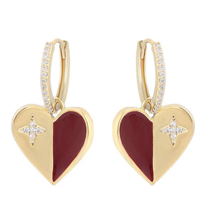 Earrings - 14K Gold Plated. 2 in 1 Earrings. Heart Hoops. *Premium Q*