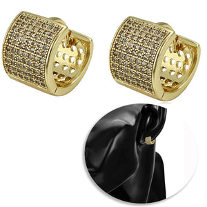 Earrings - 14K Gold Plated. Huggies Micro Pave Hoops. *Premium Q*