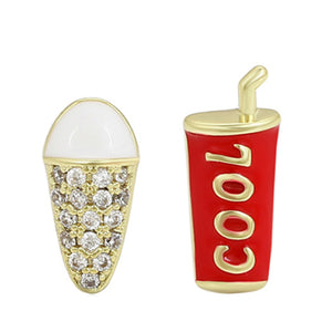 Earrings - 14K Gold Plated. Ice Cream Coke Stud earrings. Girls. Children. *Premium Q*