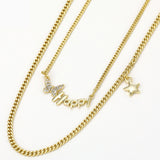 Necklace - 14K Gold Plated. Happy Double Layer *Premium Q*