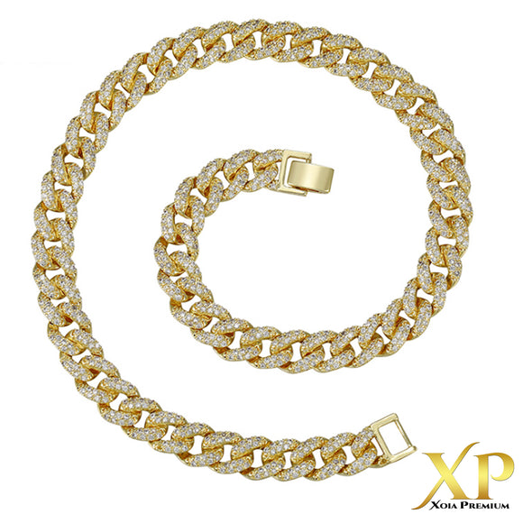 Chains - 14K Gold Plated. Cuban Style. Icy 10mm W *Premium Q*