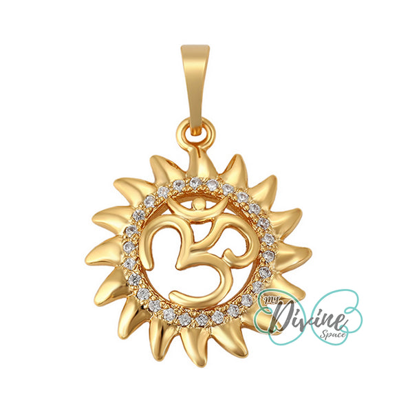 Pendant - 24K Gold Plated. OM AUM Symbol Yoga Pendant.  *Premium Q*