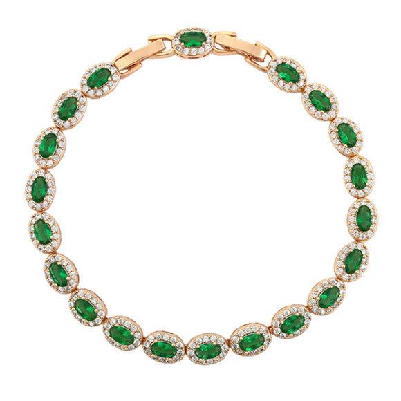 Bracelets - 18K Gold Plated. Green CZ. Elegant - Luxury  *Premium Q*