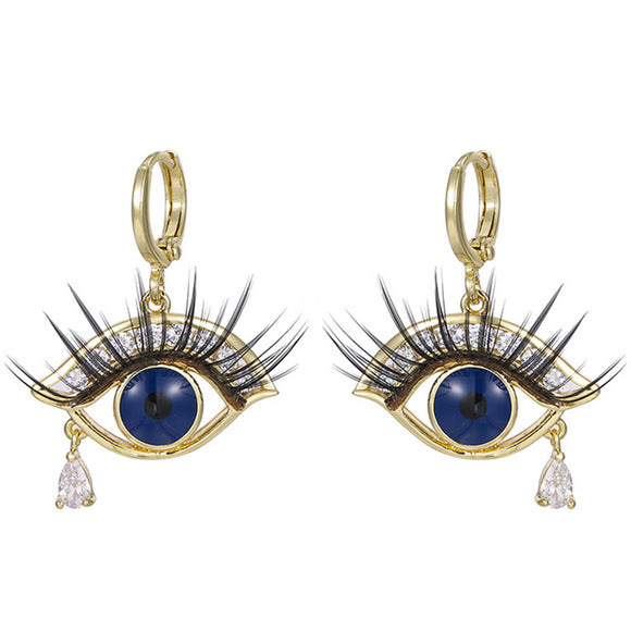 Earrings - 18K Gold Plated.  Eyes - Eyelashes Earrings. *Premium Q*