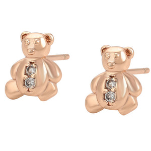 Earrings - Rose Gold Plated. Small Stud Bear Earrings. Girls. 8mm  *Premium Q*