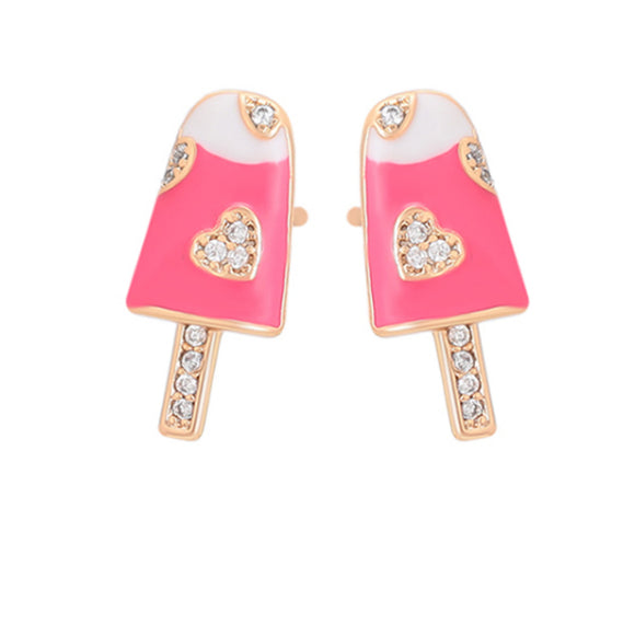 Earrings - 18K Gold Plated.  Ice Pop Stud Earrings. Girl *Premium Q*