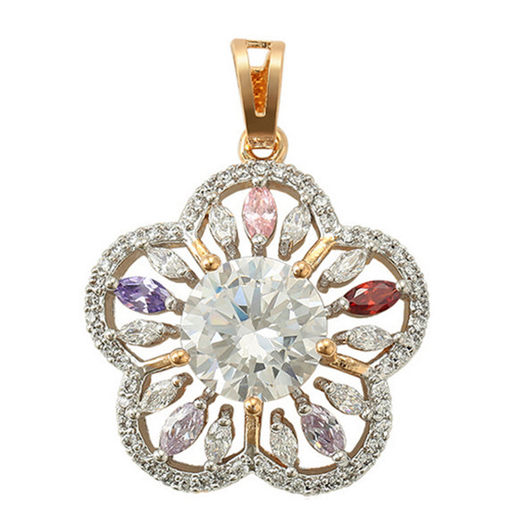 Pendants - 18K Gold Plated. Flower Crystal Pendant. *Premium Q*