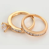 Rings - 18K Gold Plated. Wedding - Engagement Set Ring. *Premium Q*