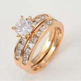 Rings - 18K Gold Plated. Wedding - Engagement Set Ring. *Premium Q*