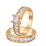 Rings - 18K Gold Plated. Wedding - Engagement Set Ring. *Premium Q*