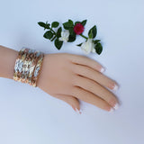 Bangles - Tri Color Gold Plated. Bracelets. Semanario Oro Laminado. Size#6