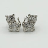 Earrings - 925 Sterling Silver. Dog Stud Earrings. (1 Pair)