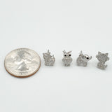 Earrings - 925 Sterling Silver. Cat Stud Earrings. (1 Pair)
