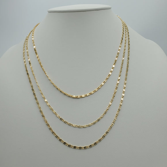 Chains - 14K Gold Plated. Mariner Style DC - 2.5mm W - Different Sizes. M1 (PACK OF 6)