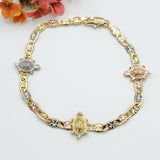Bracelets - Tri Color Gold Plated Turtles Chain Bracelet. *Premium Q*