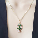 Sets - 14K Gold Plated. Elegant Luxury Emerald Color Crystals Set *Premium Q*