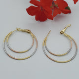 Earrings - Tri Color Gold Plated. Double Hoop Earrings. *Premium Q*