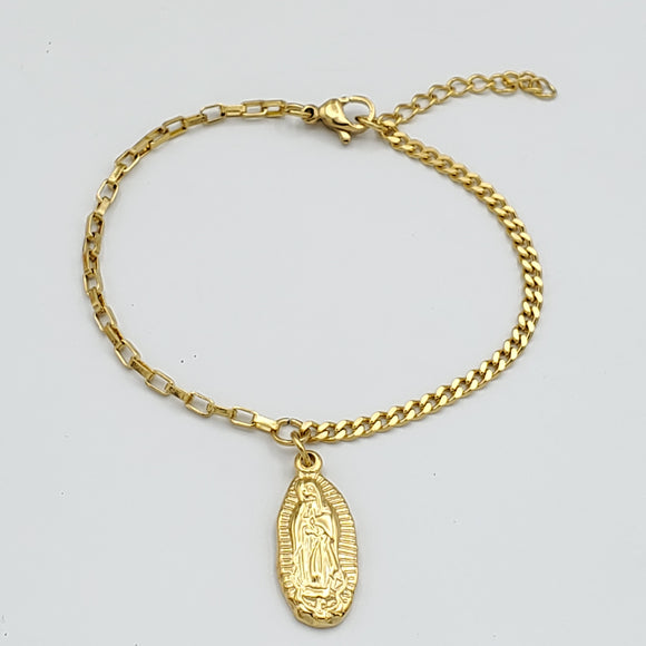 Bracelets - Stainless Steel Gold Plated Our Lady of Guadalupe.  *Premium Q*