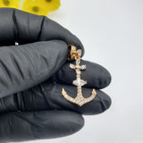 Earrings - 18K Gold Plated.  Anchor with Crystals Earrings. *Premium Q*