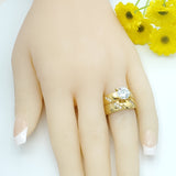 Rings - Stainless Steel Gold Plated Band CZ Wedding Set. Unisex *Premium Q*