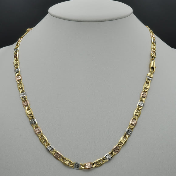 Chains - Tri Color Gold Plated. Mariner Star Link - 6mm - 24in *Premium Q*