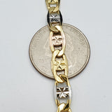 Chains - Tri Color Gold Plated. Mariner Star Link - 6mm - 24in *Premium Q*