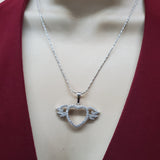 CLOSEOUT* Necklaces - Rhodium Plated. Heart with Wings. Clear crystals  *Premium Q*