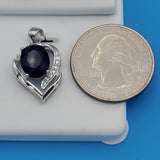 Pendants - 925 Sterling Silver. Heart with Blue Crystal