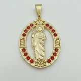 Pendants - 14K Gold Plated. Saint Jude Red Crystals. San Judas.