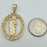 Pendants - 14K Gold Plated. Saint Jude Clear Crystals. San Judas.