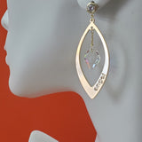 Earrings - 14K Gold Plated. Drop Long ANGEL Earrings with Crystals.*Premium Q*