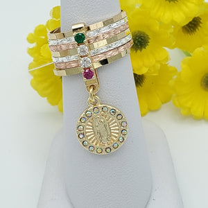 CLOSEOUT* Rings - Tri Color Gold Plated. Our Lady of Guadalupe Semanario Rings (1 Piece)
