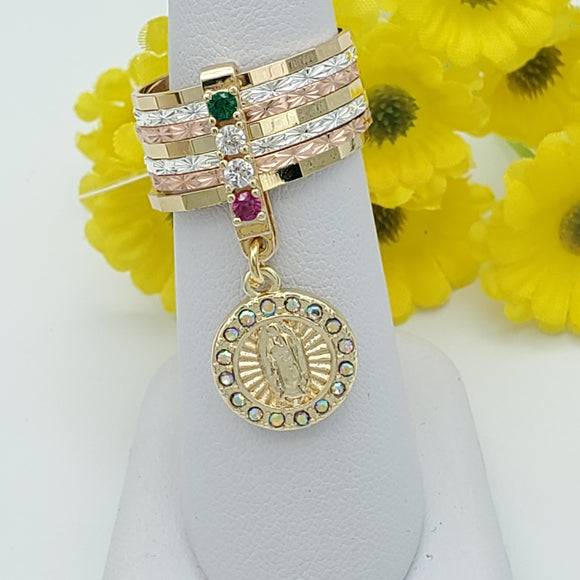 CLOSEOUT* Rings - Tri Color Gold Plated. Our Lady of Guadalupe Semanario Rings (1 Piece)