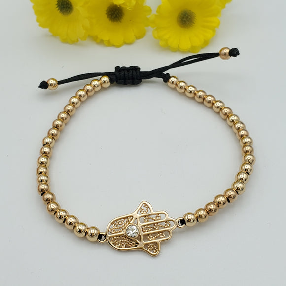 Bracelets - 18K Gold Plated. Hamsa Hand Adjustable Thread Bracelet. *Premium Q*