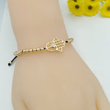 Bracelets - 18K Gold Plated. Hamsa Hand Adjustable Thread Bracelet. *Premium Q*