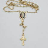 CLOSEOUT* Rosary - 14K Gold Plated. Divine Mercy. Jesus La Divina Misericordia. 18in.