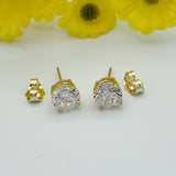 Earrings - 14K Gold Plated. Small Stud Round Earrings. 8mm *Premium Q*