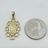 Pendants - 14K Gold Plated. Our Lady of Guadalupe with Hearts. *Premium Q*